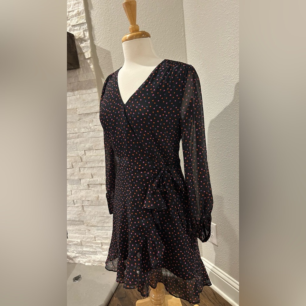 Banana Republic Heart Print Ruffle Wrap Dress